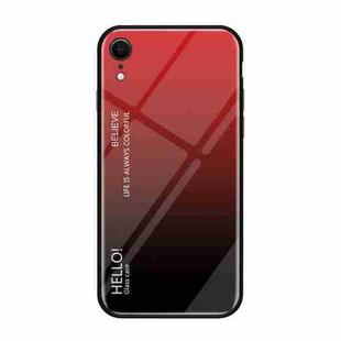 For iPhone XR Gradient Color Glass Case (Red)