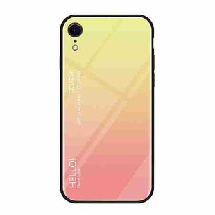 For iPhone XR Gradient Color Glass Case (Yellow)