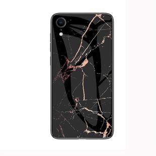 Marble Glass Protective Case for iPhone XR(Black Gold)