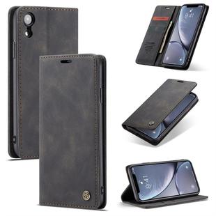 For iPhone XR CaseMe-013 Multifunctional Retro Frosted Horizontal Flip Leather Case with Card Slot & Holder & Wallet(Black)