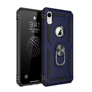 For iPhone XR Sergeant Armor Shockproof TPU + PC Protective Case with 360 Degree Rotation Holder (Blue)