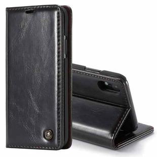 CaseMe Business Style Crazy Horse Texture Horizontal Flip PU Leather Case for iPhone XR, with Holder & Card Slots (Black)