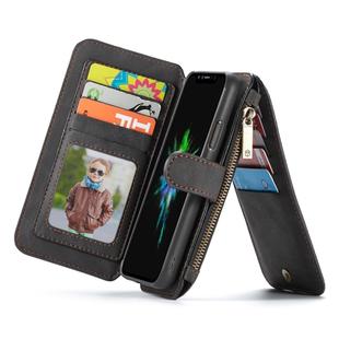 CaseMe Crazy Horse Texture Detachable Horizontal Flip PU Leather Case for iPhone XR, with Card Slot & Holder & Zipper Wallet & Photo Frame (Black)