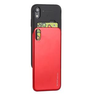 GOOSPERY TPU + PC Sky Slide Bumper Protective Case for iPhone XR,  with Card Slots (Red)