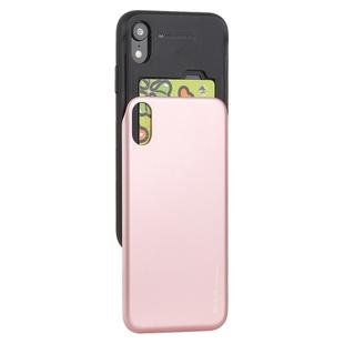 GOOSPERY TPU + PC Sky Slide Bumper Protective Case for iPhone XR,  with Card Slots (Rose Gold)