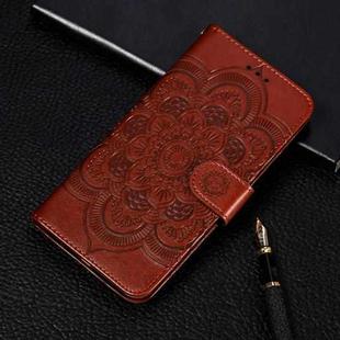 For iPhone XR Mandala Embossing Pattern Horizontal Flip Leather Case with Holder & Card Slots & Wallet & Photo Frame (Brown)