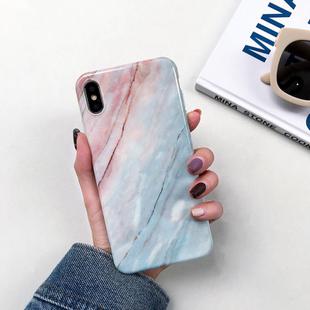 For iPhone XR Full Coverage Glossy Marble Texture Shockproof TPU Case