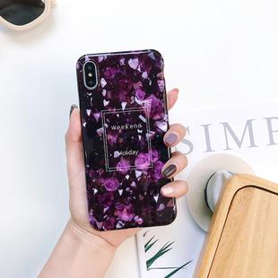 For iPhone XR Full Coverage Glossy Marble Texture Shockproof TPU Case