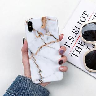 For iPhone XR Full Coverage Glossy Marble Texture Shockproof TPU Case