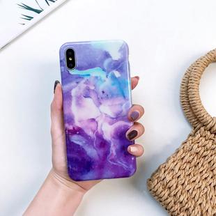 For iPhone XR Full Coverage Glossy Marble Texture Shockproof TPU Case