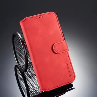 For iPhone XR DG.MING Retro Oil Side Horizontal Flip Case with Holder & Card Slots & Wallet (Red)