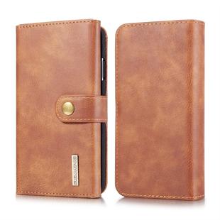 DG.MING Triple Fold Crazy Horse Texture Magnetic Horizontal Flip Leather Case for iPhone XR, with Holder & Card Slots & Wallet (Brown)