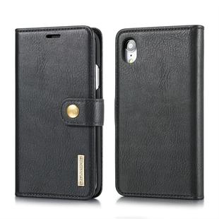 For iPhone XR DG.MING Crazy Horse Texture Flip Detachable Magnetic Leather Case with Holder & Card Slots & Wallet (Black)