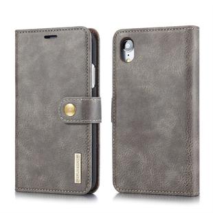 For iPhone XR DG.MING Crazy Horse Texture Flip Detachable Magnetic Leather Case with Holder & Card Slots & Wallet (Grey)