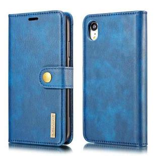 For iPhone XR DG.MING Crazy Horse Texture Flip Detachable Magnetic Leather Case with Holder & Card Slots & Wallet (Blue)