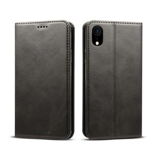 For iPhone XR Suteni Calf Texture Horizontal Flip Leather Case with Holder & Card Slots & Wallet(Black)