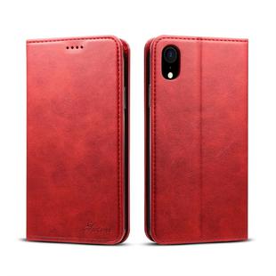 For iPhone XR Suteni Calf Texture Horizontal Flip Leather Case with Holder & Card Slots & Wallet(Red)