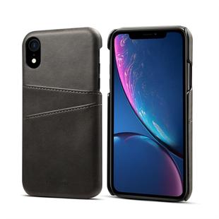 For iPhone XR Suteni Calf Texture Protective Case with Card Slots(Black)
