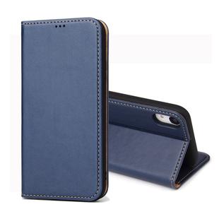 For iPhone XR Dermis Texture PU Horizontal Flip Leather Case with Holder & Card Slots & Wallet(Blue)