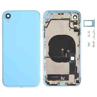 Battery Back Cover Assembly (with Side Keys & Speaker Ringer Buzzer & Motor & Camera Lens & Card Tray & Power Button + Volume Button + Charging Port + Signal Flex Cable & Wireless Charging Module) for iPhone XR(Blue)