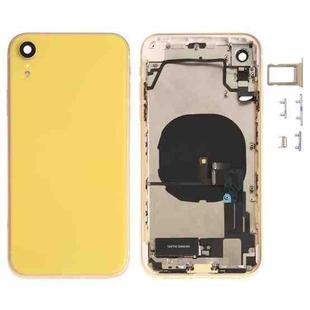 Battery Back Cover Assembly (with Side Keys & Speaker Ringer Buzzer & Motor & Camera Lens & Card Tray & Power Button + Volume Button + Charging Port + Signal Flex Cable & Wireless Charging Module) for iPhone XR(Yellow)