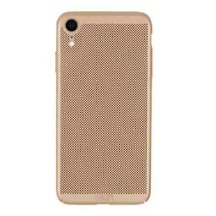 For iPhone XR MOFI Honeycomb Texture Breathable PC Shockproof Protective Case (Gold)