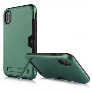 Ultrathin TPU + PC Protective Case for iPhone XR, with Card Slot & Holder(Green)