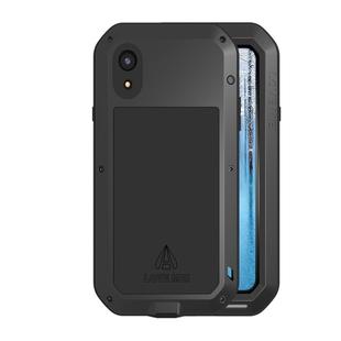 For iPhone XR LOVE MEI Powerful Dustproof Shockproof Anti-slip Metal + Silicone Combination Case(Black)
