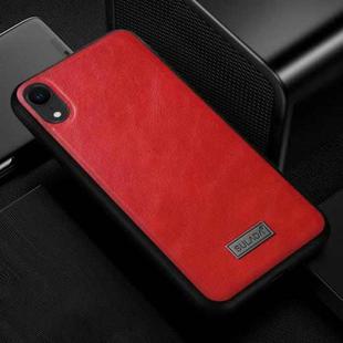 For iPhone XR SULADA Shockproof TPU + Handmade Leather Case (Red)