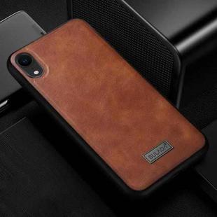 For iPhone XR SULADA Shockproof TPU + Handmade Leather Case (Brown)