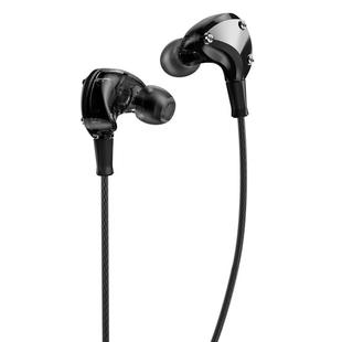 WK Y21 3.5mm Metal Rivets High Fidelity Stereo In Ear Wired Control Music Earphone, Cable Length: 1.25m (Black)