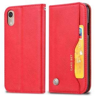 For iPhone XR Knead Skin Texture Horizontal Flip Leather Case with Photo Frame & Holder & Card Slots & Wallet (Red)