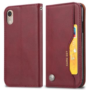 For iPhone XR Knead Skin Texture Horizontal Flip Leather Case with Photo Frame & Holder & Card Slots & Wallet (Wine Red)