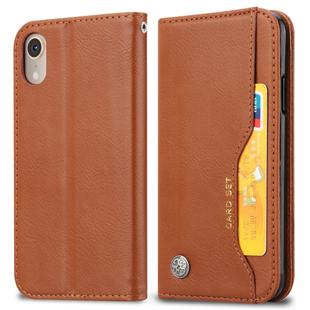 For iPhone XR Knead Skin Texture Horizontal Flip Leather Case with Photo Frame & Holder & Card Slots & Wallet (Brown)