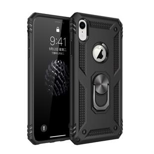 For iPhone XR Armor Shockproof TPU + PC Protective Case with 360 Degree Rotation Holder (Black)