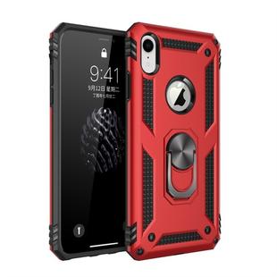 For iPhone XR Armor Shockproof TPU + PC Protective Case with 360 Degree Rotation Holder (Red)