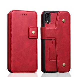 Cowhide Texture Magnetic Absorption Detachable Horizontal Flip Leather Case for iPhone XR, with Holder & Card Slots & Wallet (Red)