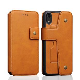 For iPhone XR Cowhide Texture Magnetic Absorption Detachable Horizontal Flip Leather Case with Holder & Card Slots & Wallet (Yellow)