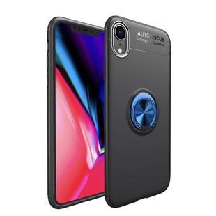 For iPhone XR Shockproof TPU Case with Holder (Black Blue)