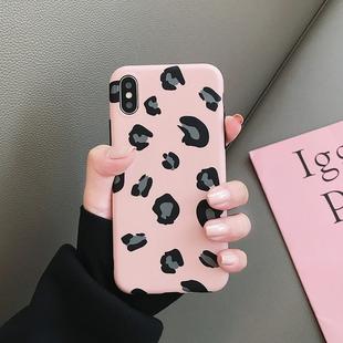 For iPhone XR Leopard Pattern Shockproof IMD Scrub Soft TPU Case (Pink)