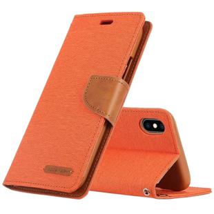 GOOSPERY CANVAS DIARY Denim Texture Horizontal Flip Leather Case for iPhone XS / X, with Holder & Card Slots & Wallet (Orange)