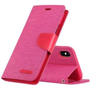 For iPhone X / XS GOOSPERY CANVAS DIARY Denim Texture Horizontal Flip Leather Case with Holder & Card Slots & Wallet (Rose Red)