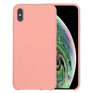 For iPhone XR Four Corners Full Coverage Liquid Silicone Case(Light Pink)