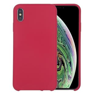 For iPhone XR Four Corners Full Coverage Liquid Silicone Case(Rose Red)