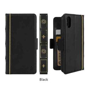 For iPhone X / XS Bible Style Business Horizontal Flip Leather Case with Card Slots & Photo Frame & Holder & Wallet (Black)