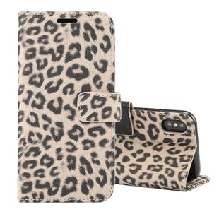 For iPhone XS Leopard Pattern Horizontal Flip Leather Case with Holder & Card Slots(Brown)