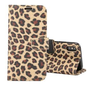 For iPhone XS Leopard Pattern Horizontal Flip Leather Case with Holder & Card Slots(Yellow)