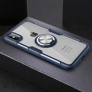 For iPhone X / XS Magnetic 360 Degree Rotation Ring Holder Armor Protective Case (Navy Blue)