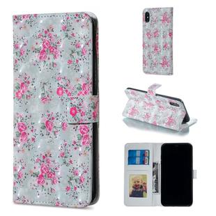 For iPhone X Rose Pattern Horizontal Flip Leather Case with Holder & Card Slots & Photo Frame & Wallet