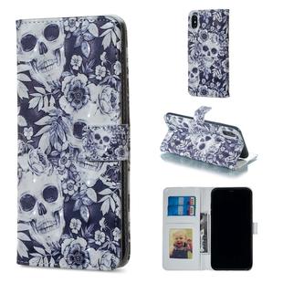 For iPhone X Skull and Flower Pattern Horizontal Flip Leather Case with Holder & Card Slots & Photo Frame & Wallet